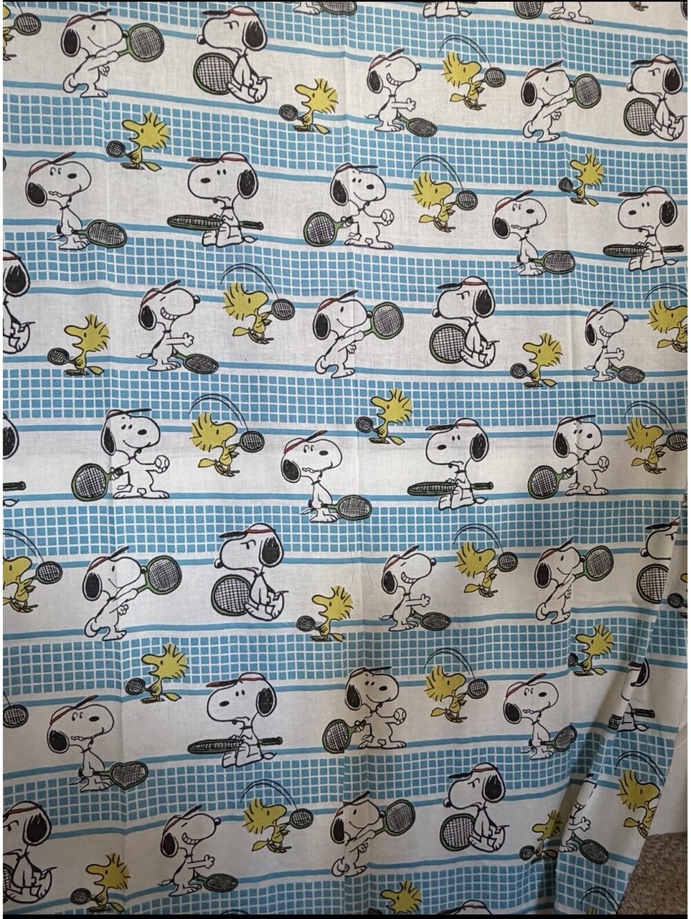 Vintage Tastemaker Peanuts Snoopy Tennis Woodstock Twin Sheet Set 3pc